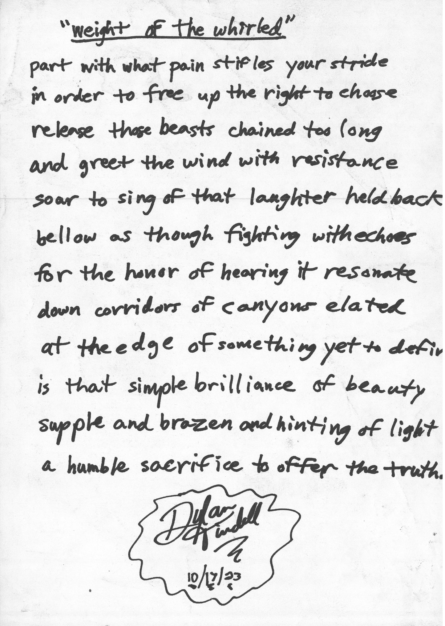 some words emerge, by dylan tindell